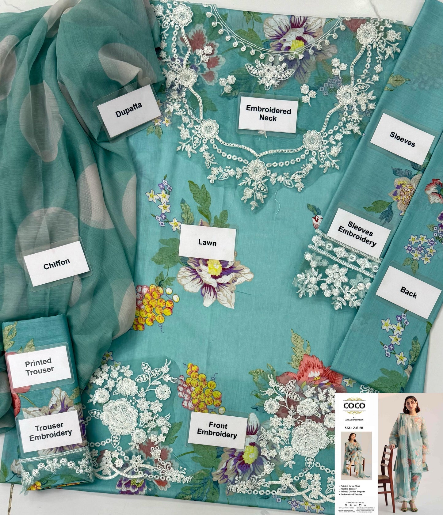 Zara Shahjahan Coco printed Lawn 3 PCS emb Unstitched -