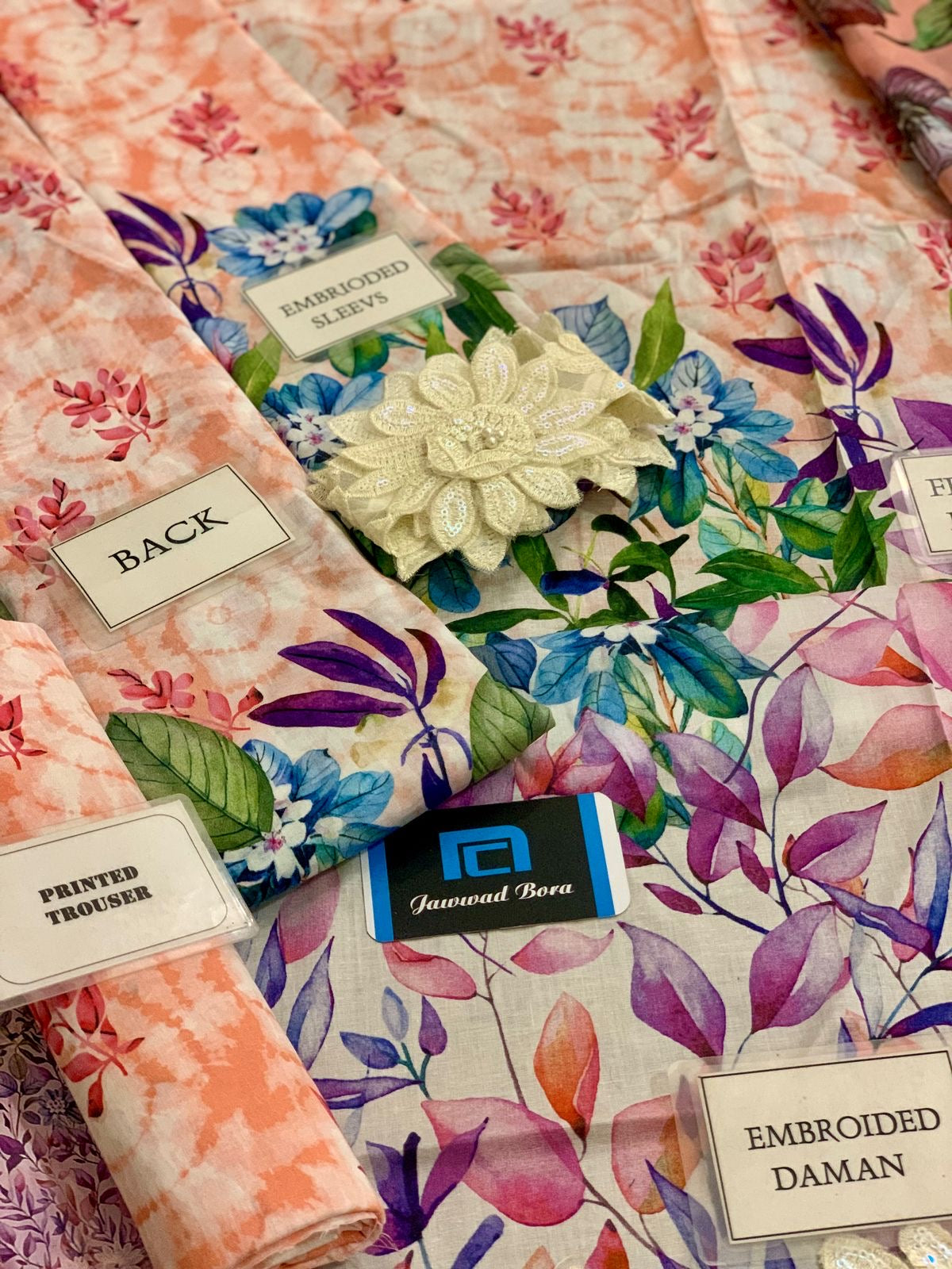 Salitex multicolour flower printed 3pc emb unstiched