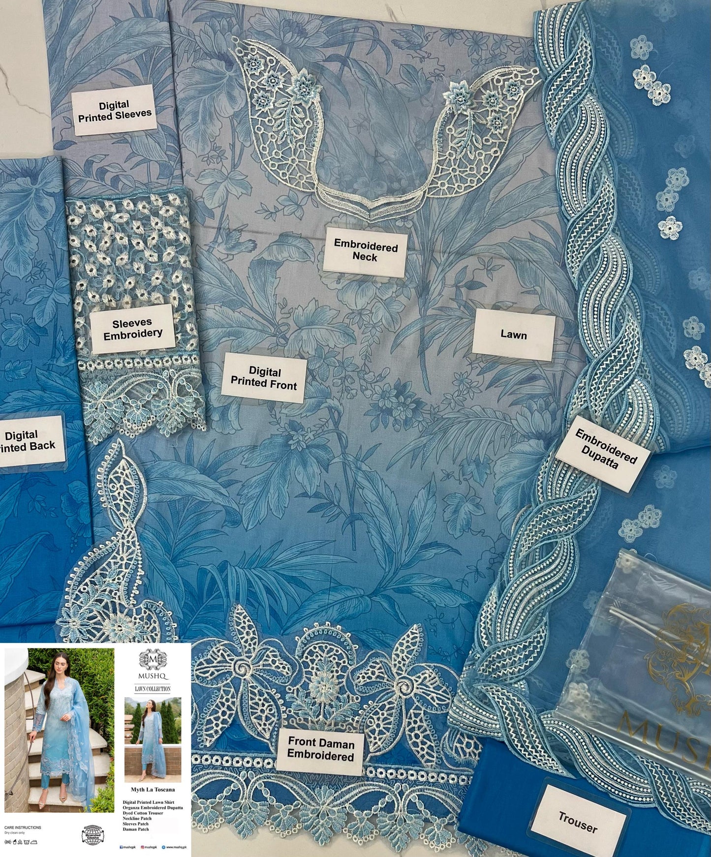Mushq Myth printed lawn 3pc embroidered unstiched