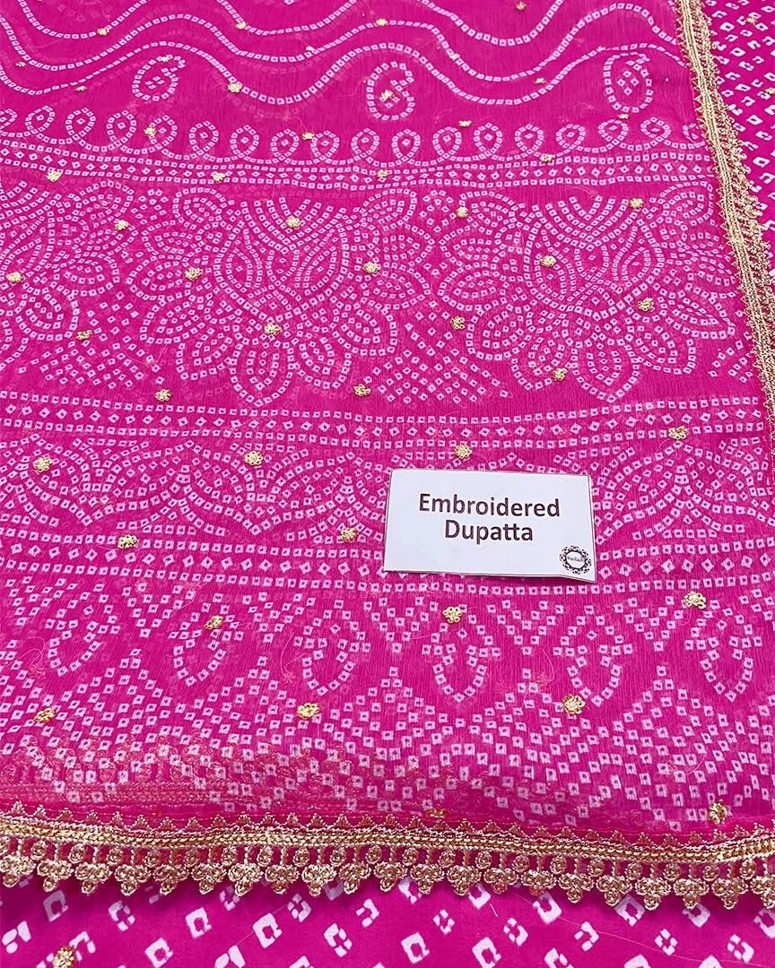 Baroque chunri luxury chiffon 3pc emb unstiched SF-626 pink