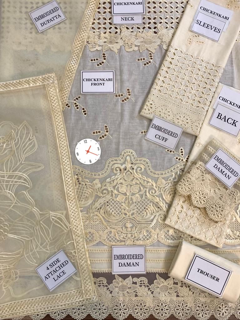 Mushq valentina luxury lawn 3pc Chikankari emb unstiched