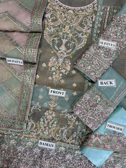 Kanwal malik cute sajjal luxury organza 3pc unstiched