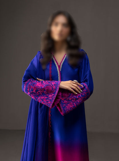 Zainab Chottani fuchia sapphire silk 3pc unstiched