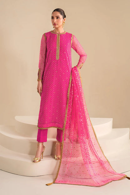 Baroque chunri luxury chiffon 3pc emb unstiched SF-626 pink