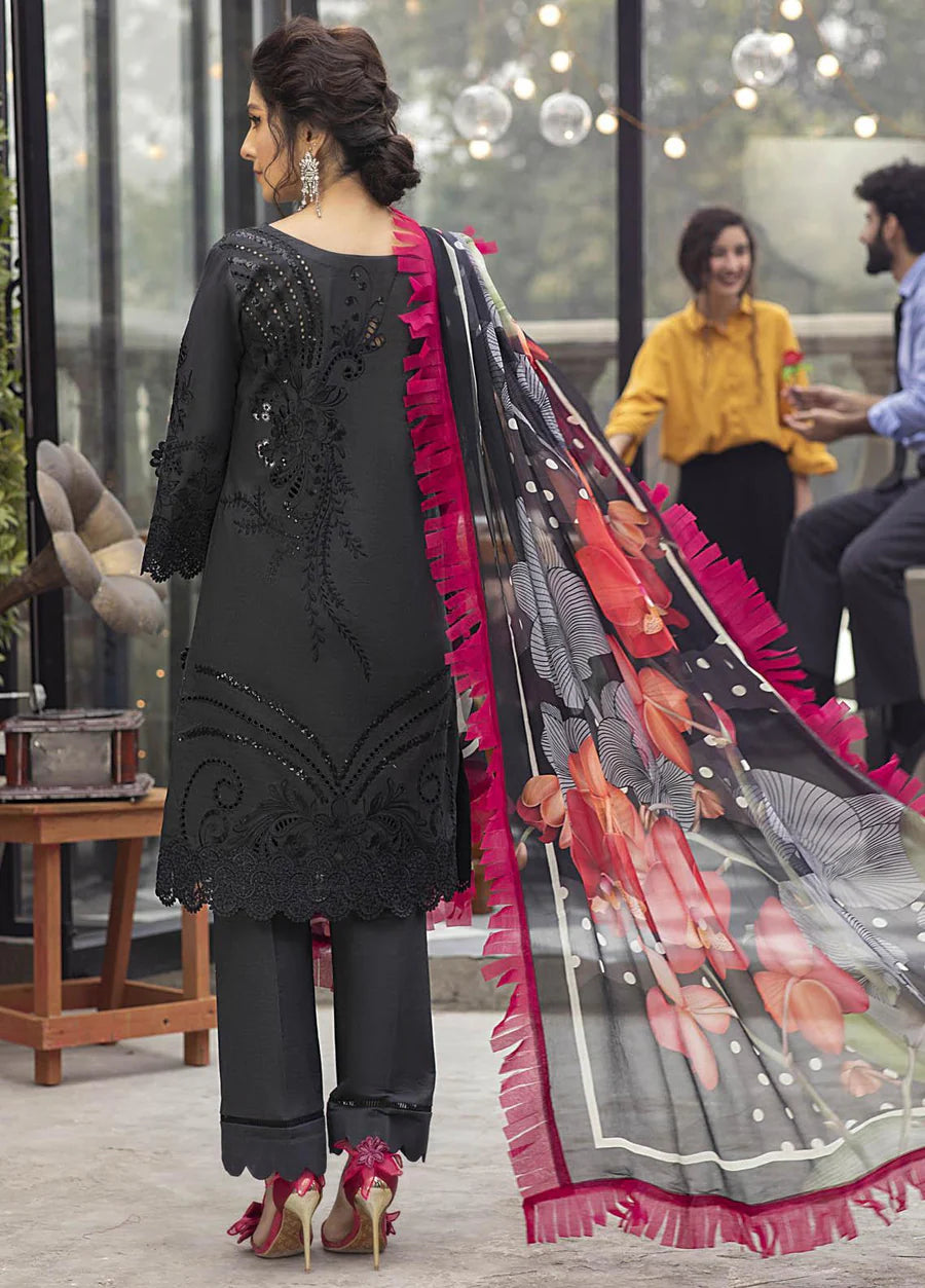 Mushq Moonless Night luxury lawn 3pc Chikankari emb unstiched