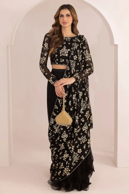 Jazmin Chiffon luxury Saree 3pc unstiched UC-3021