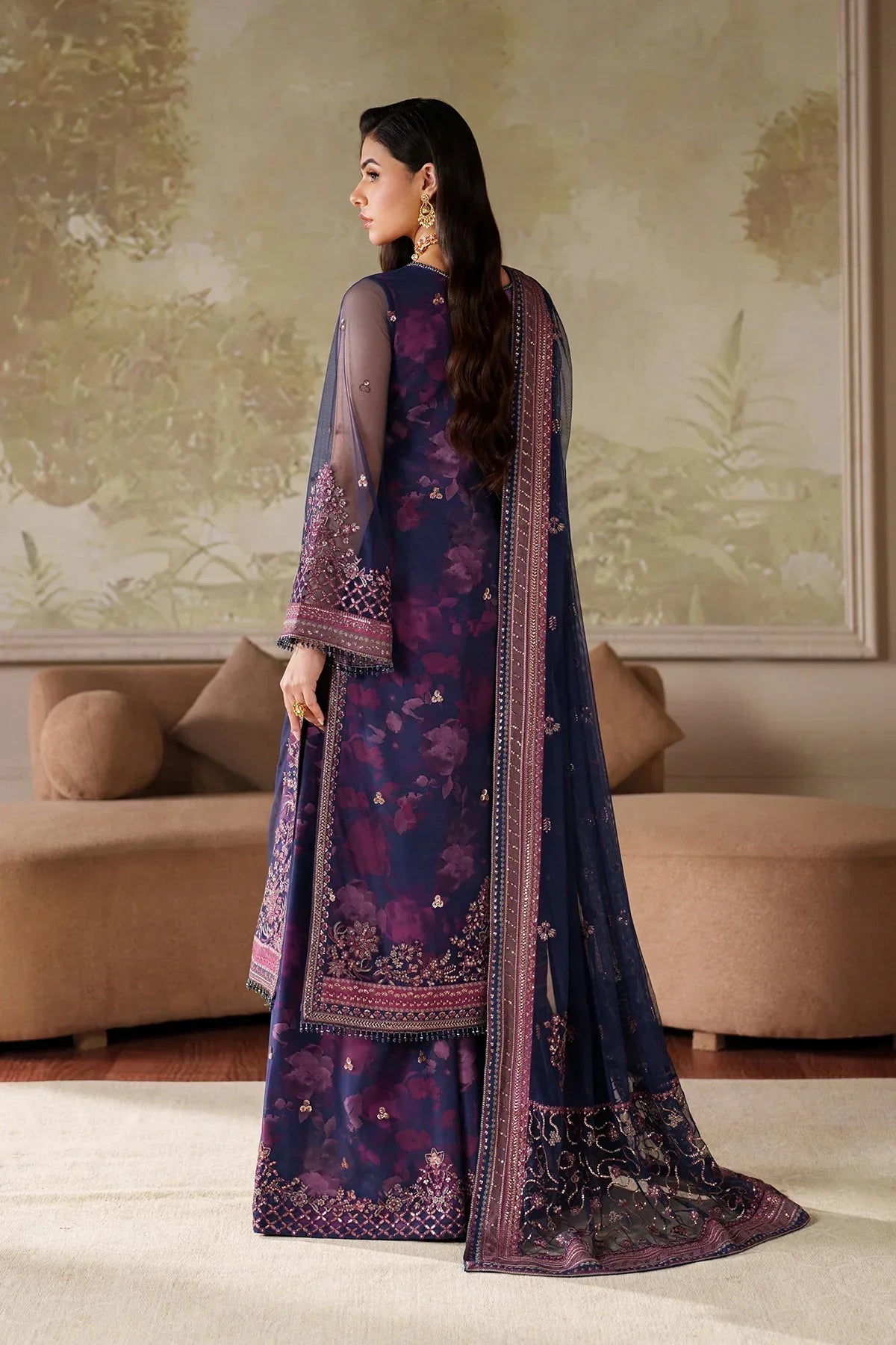 Zarif -03Asra printed lawn 3pc emb unstiched