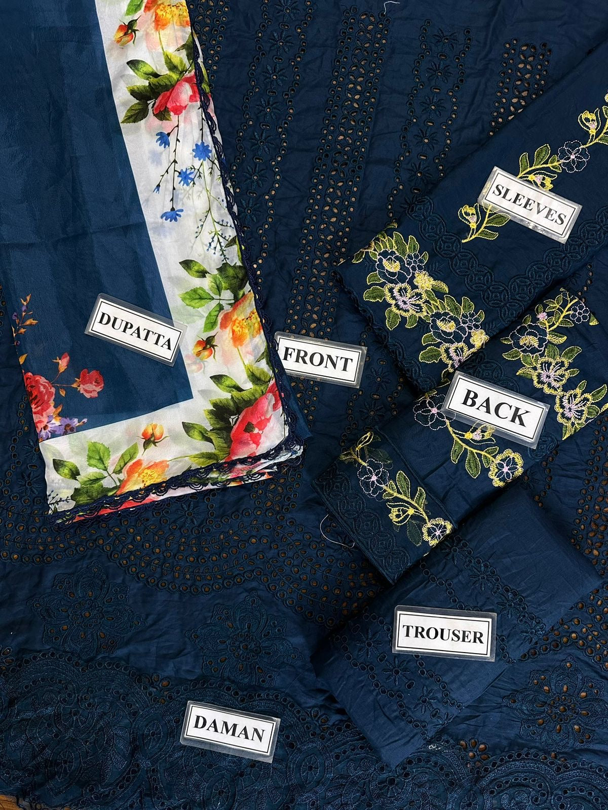 Saira Rizwan blue luxury lawn 3pc Chikankari emb unstiched