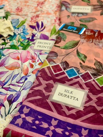 Salitex multicolour flower printed 3pc emb unstiched