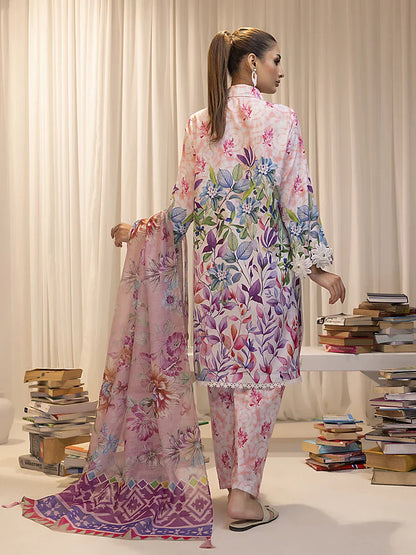 Salitex multicolour flower printed 3pc emb unstiched