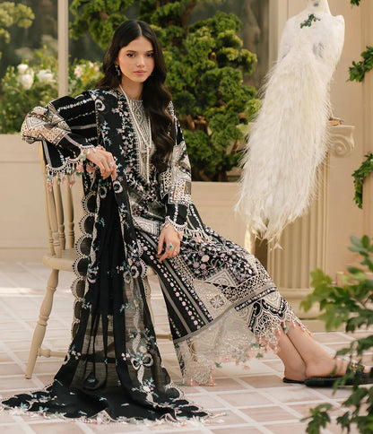 Bin Ilyas freesia luxury lawn chickankari Black unstitched