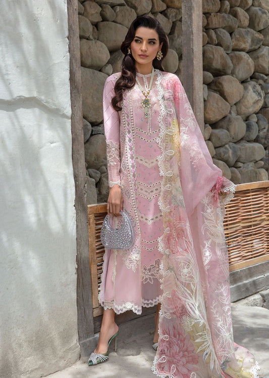 Crimson Rose pink chickankari luxury lawn unstitched