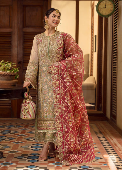 Crimson Artisanal Anecdotes luxury organza 3pc emb unstiched
