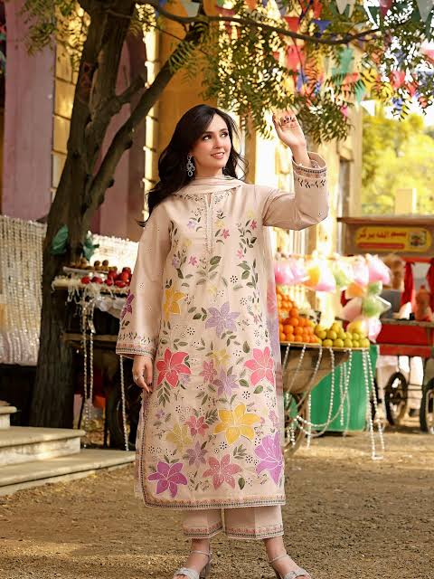 Aneelas Lux-26-01 Cotton laser emb 3pc unstiched