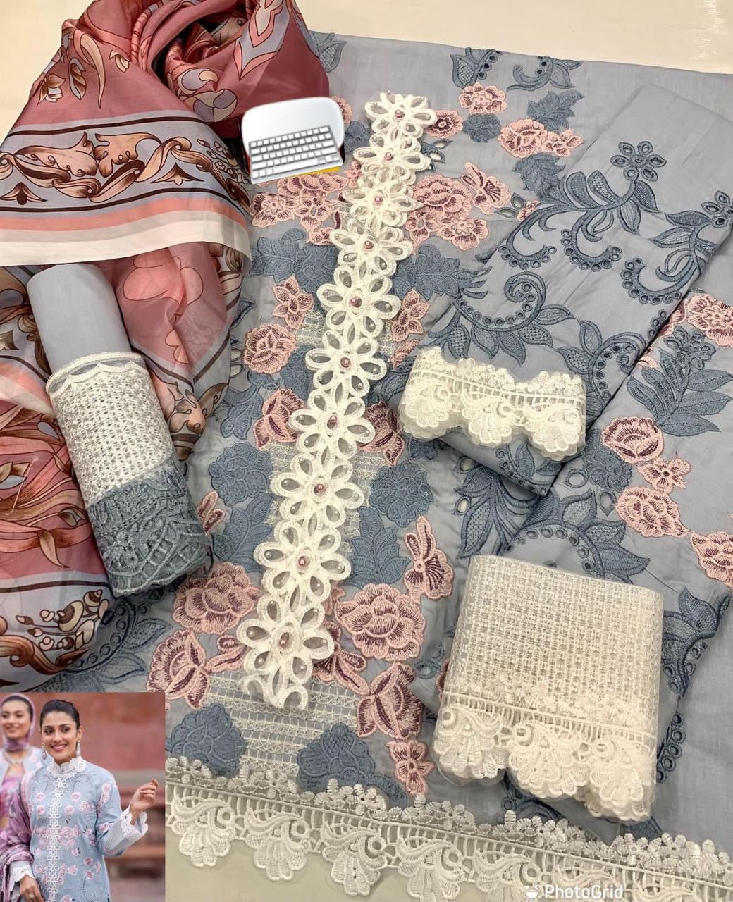 Mushq MSL22-05 CAROLINA luxury lawn emb 3pc unstiched