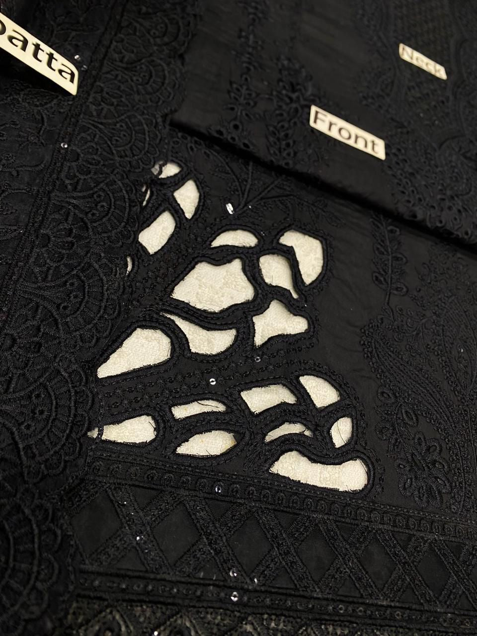 Nureh NE-151 Black luxury lawn Chikankari 3pc unstiched