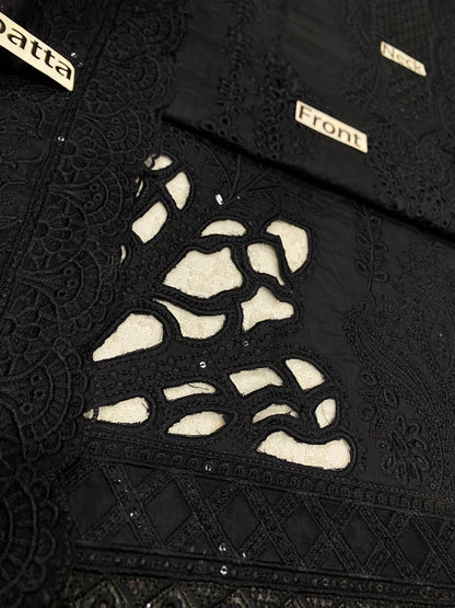 Nureh NE-151 Black luxury lawn Chikankari 3pc unstiched