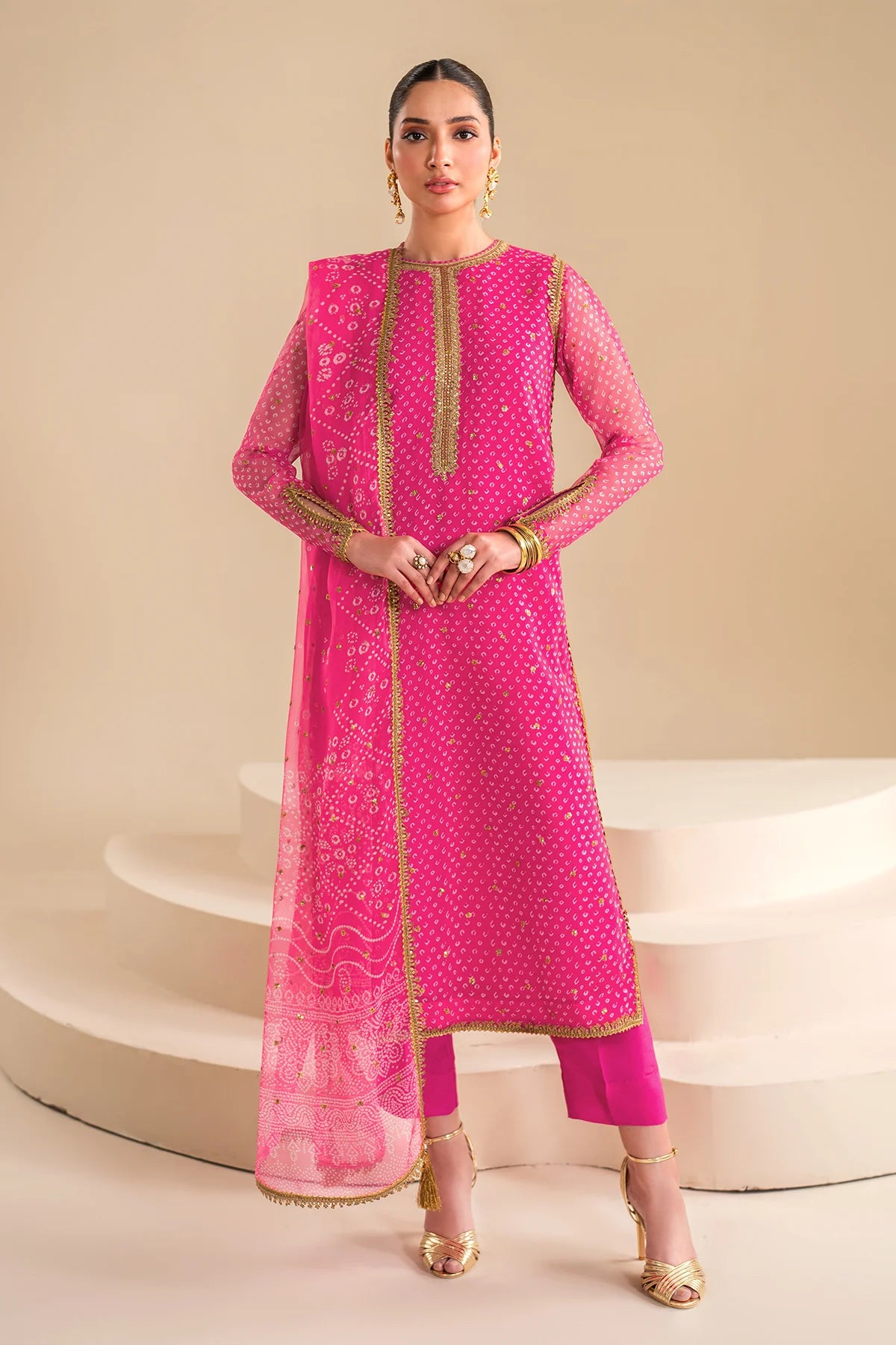 Baroque chunri luxury chiffon 3pc emb unstiched SF-626 pink