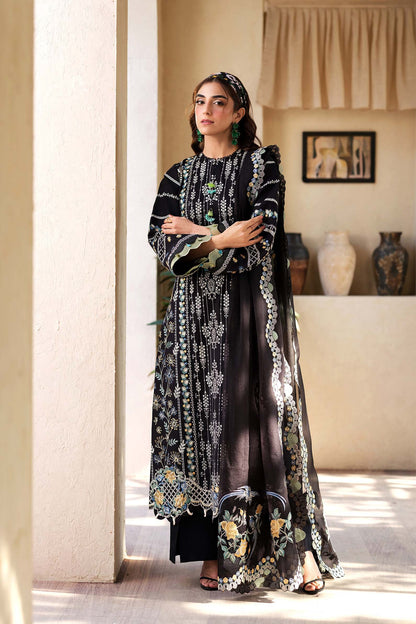 Maryam Hussain black DAWN L25-02 luxury lawn Chikankari 3pc unstiched