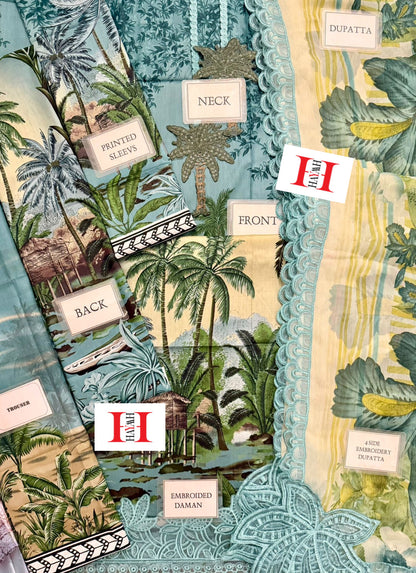 Maria b Safari Mprint 7A 3pc lawn emb unstiched sea grean