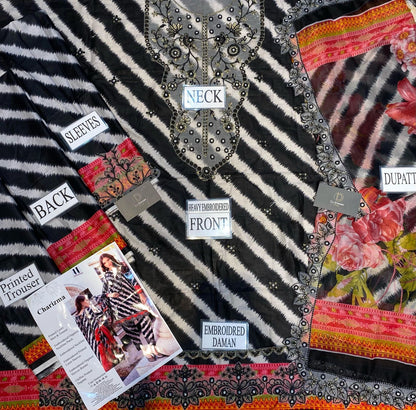 Charizma cross printed lawn 3pc emb unstiched