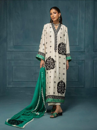 Lulusar floral CD-01 silk 3pc digital printed unstiched