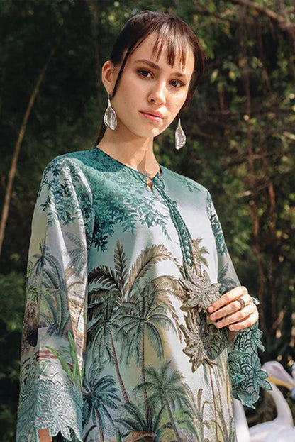 Maria b Safari Mprint 7A 3pc lawn emb unstiched sea grean