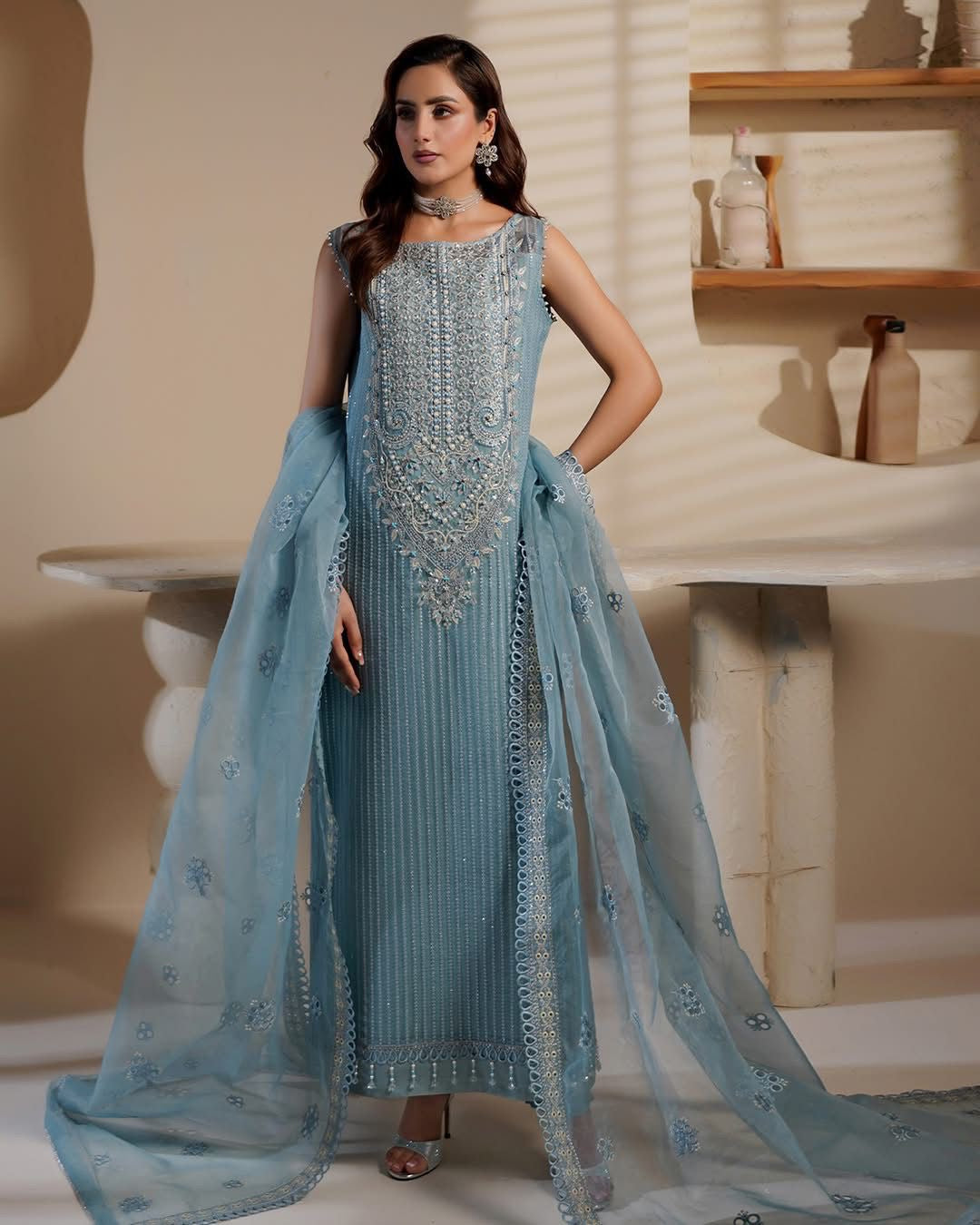 Maryams Latissa Nor-1405 organza 3pc unstiched Formal