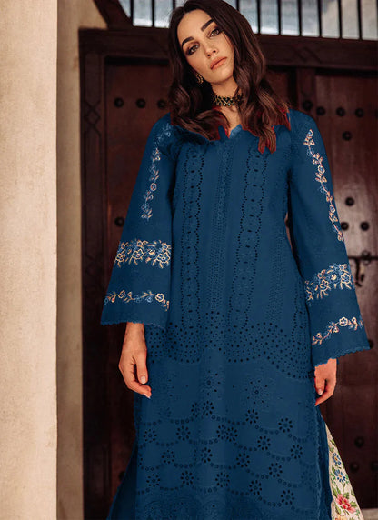 Saira Rizwan blue luxury lawn 3pc Chikankari emb unstiched