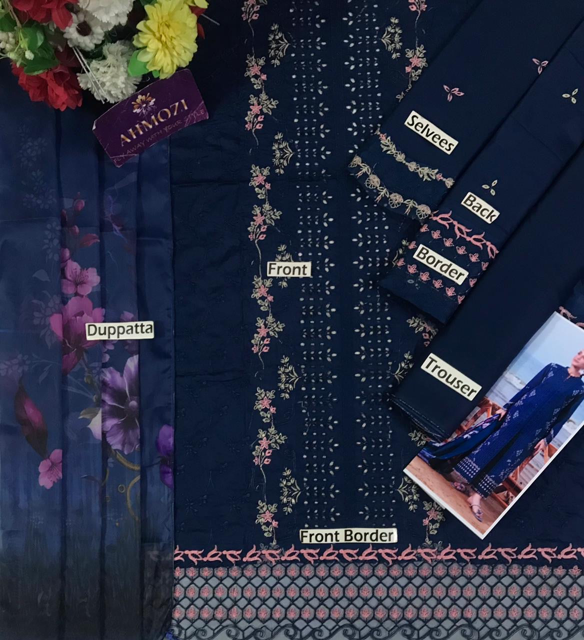 Rangrasiya KEYA luxury lawn 3pc Chikankari emb unstiched