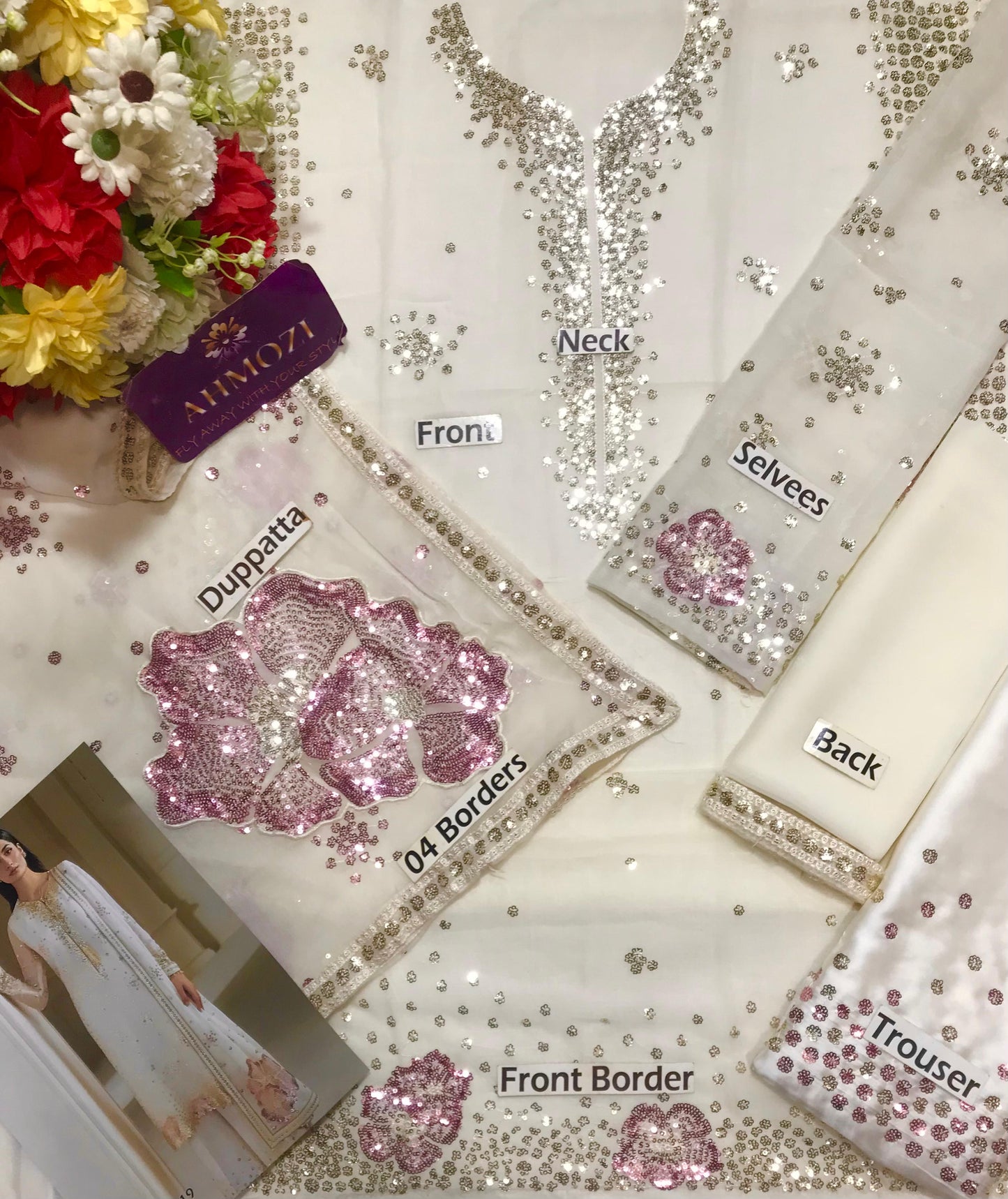 Jazmin UC-3069 luxury chiffon 3pc emb unstiched