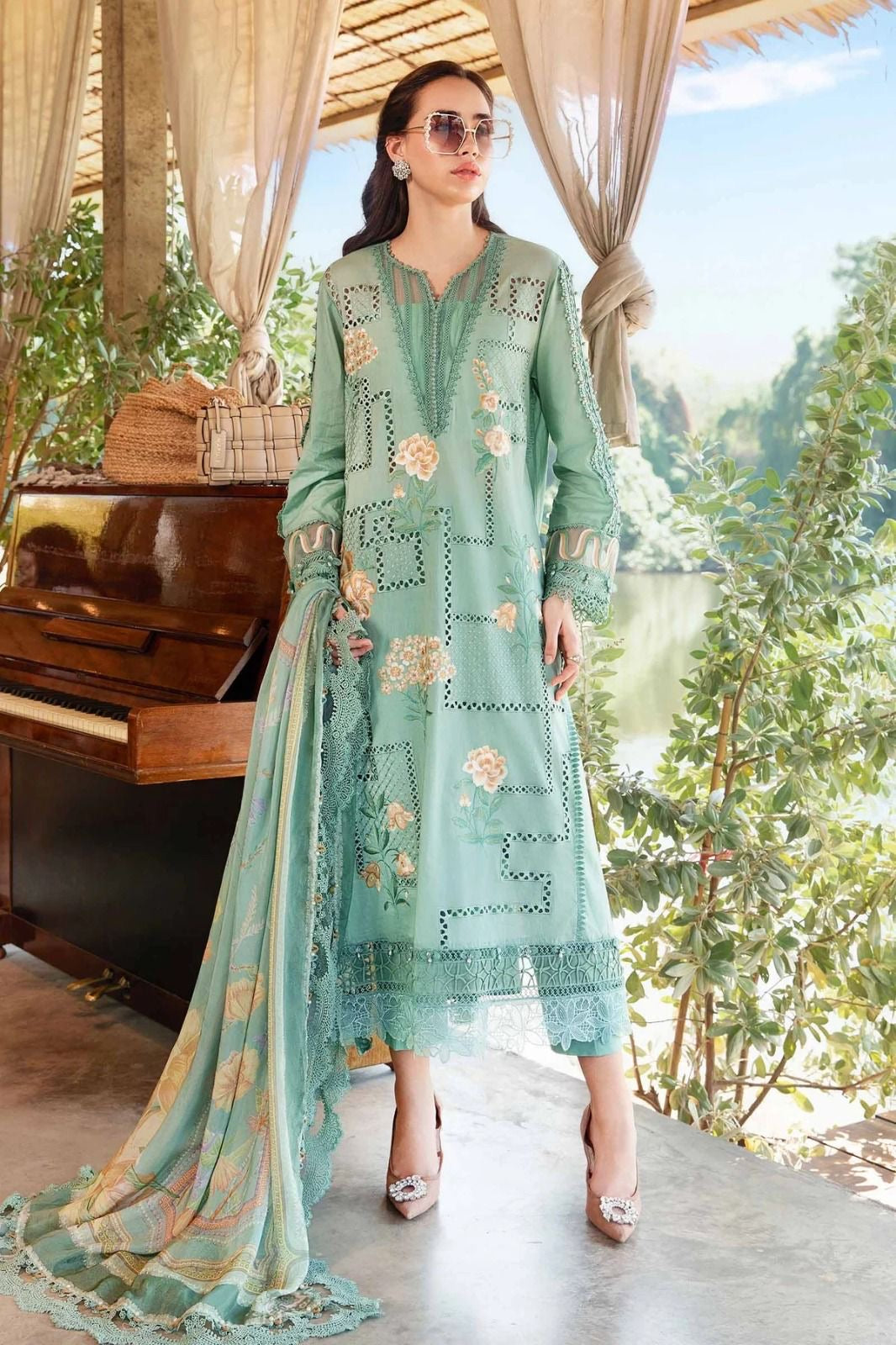 Maria b 2501-B luxury lawn 3pc Chikankari emb unstiched
