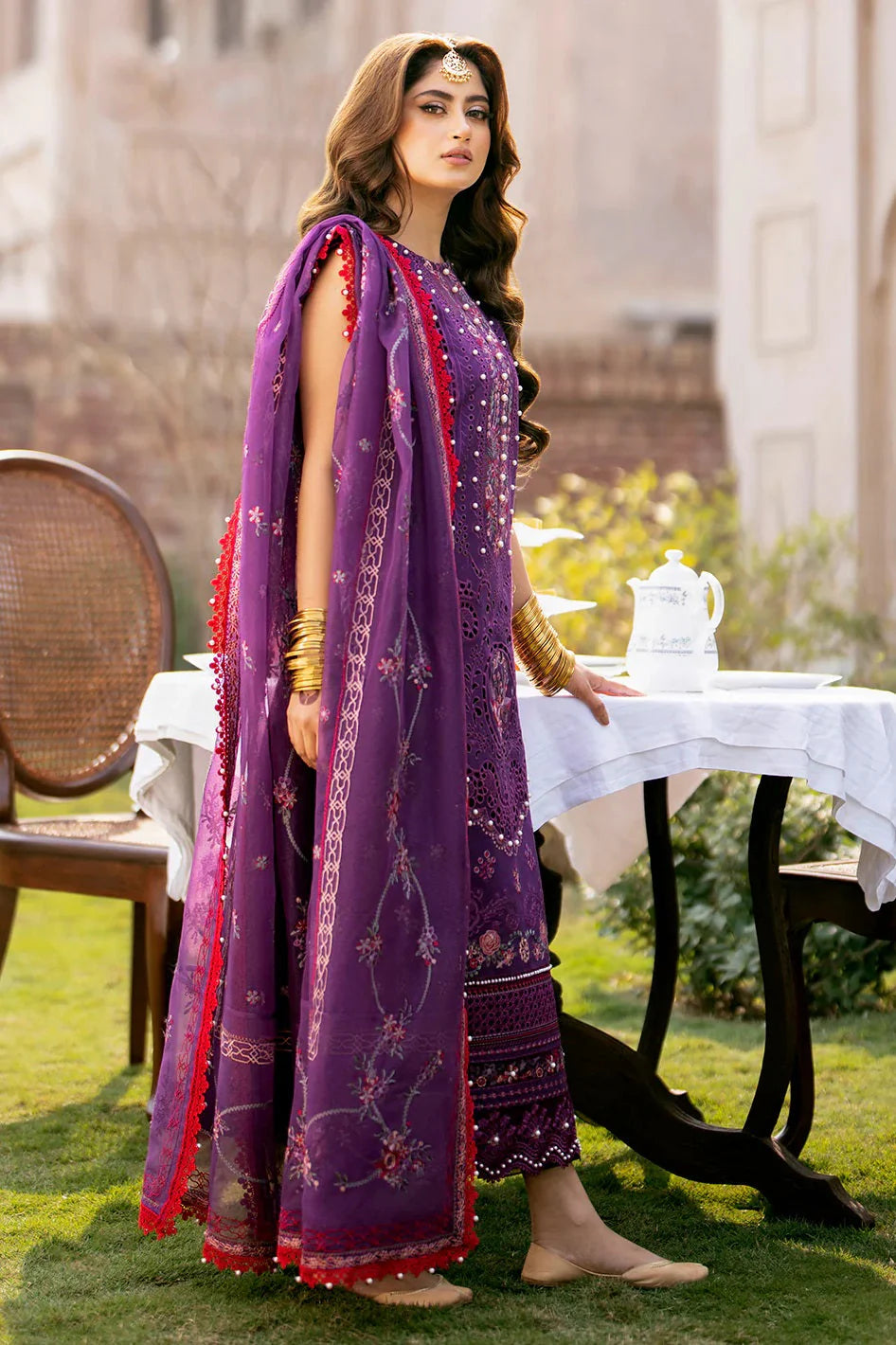 Bin Ilyas Sajal Ali luxury lawn 3pc Chikankari emb unstiched