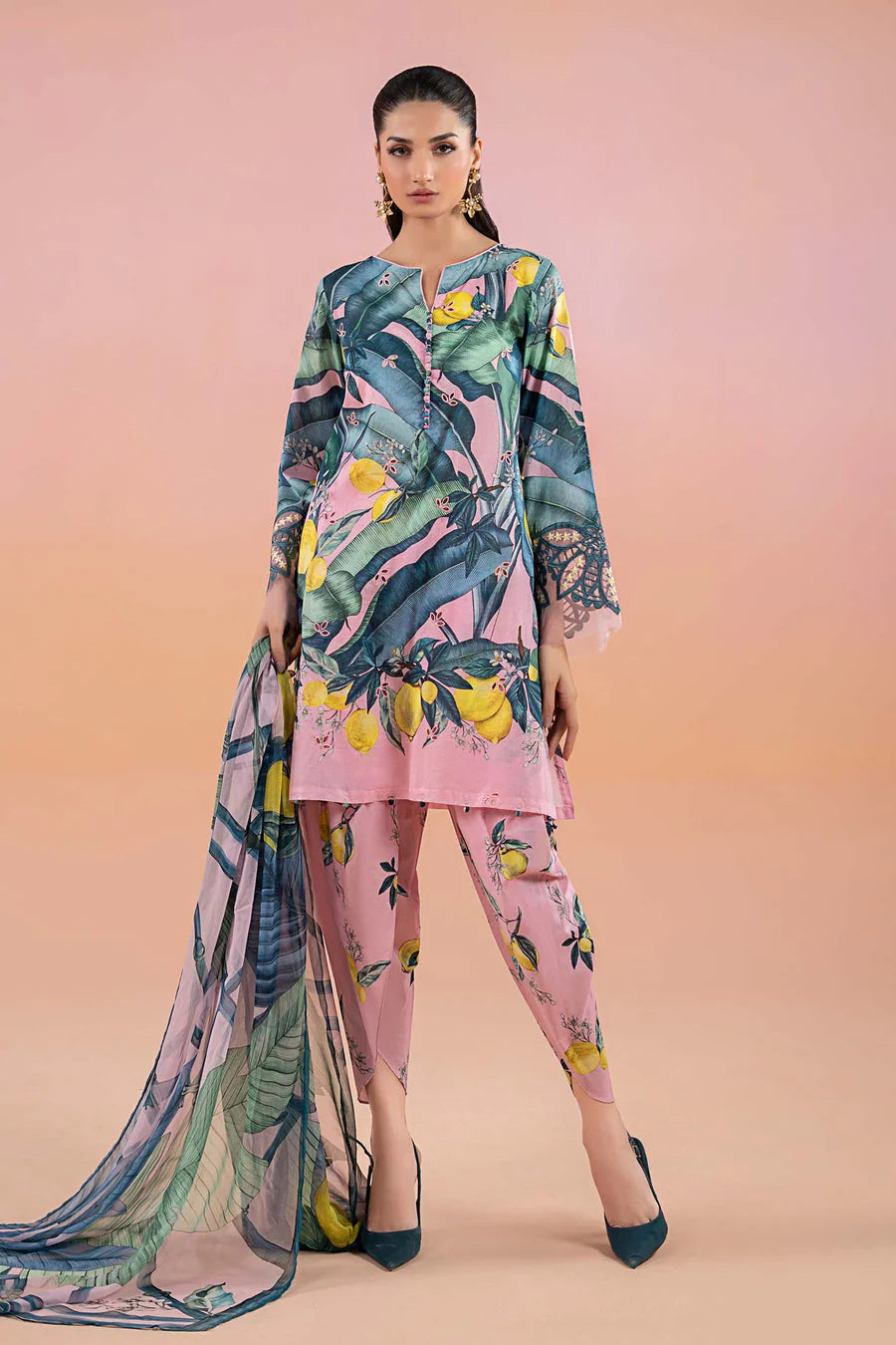 Maria b Mprint lawn 3pc emb unstiched Mpt-2503B