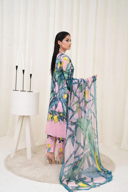 Maria b Mprint lawn 3pc emb unstiched Mpt-2503B
