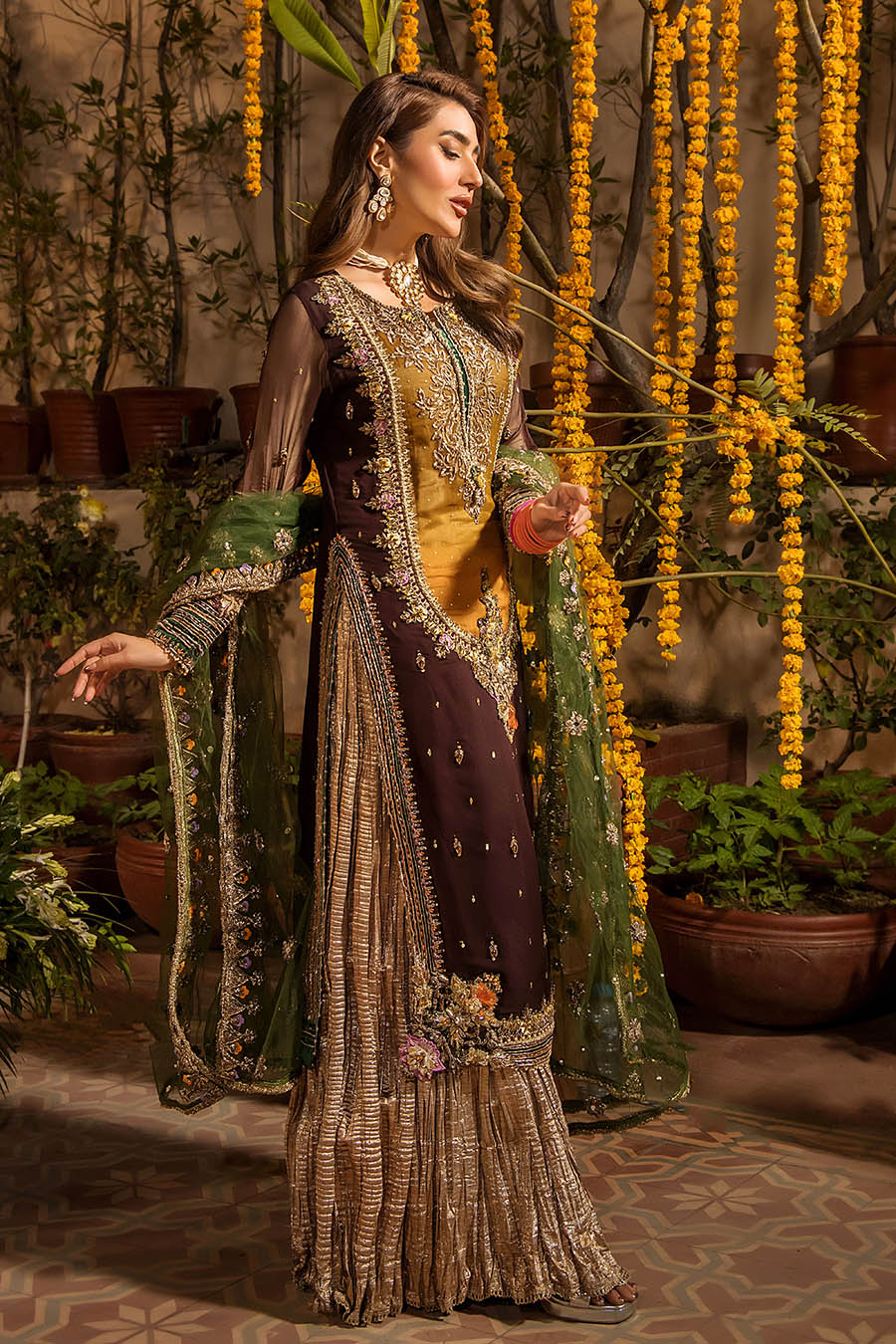 Khuda Bakhsh P-265 luxury chiffon embroidered 3pc unstiched