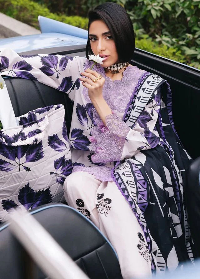 Mahnur lilac broadway printed lawn 3pc embroidered unstiched