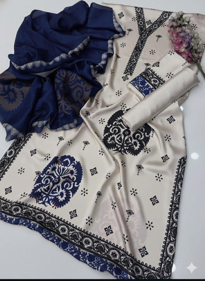 Lulusar floral CD02 silk 3pc digital printed unstiched