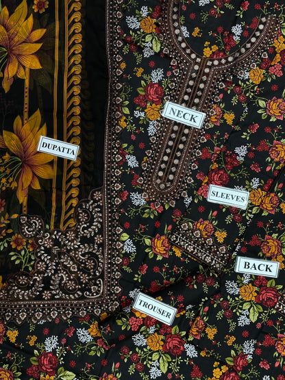 Maria b Pre fall printed lawn 3pc emb unstiched