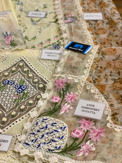 Crimson French Brunch luxury lawn 3pc Chikankari emb unstiched