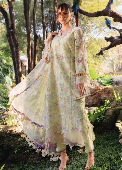 Maria b M-prints 1b butterfly Printed lawn 3pc emb unstiched yellow