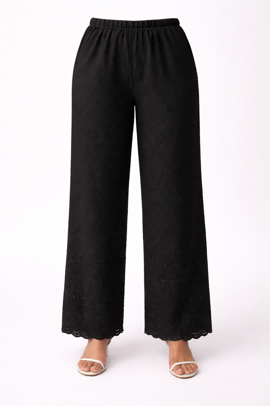 1 PIECE STITCH BOTTOM PLAZZO BLACK