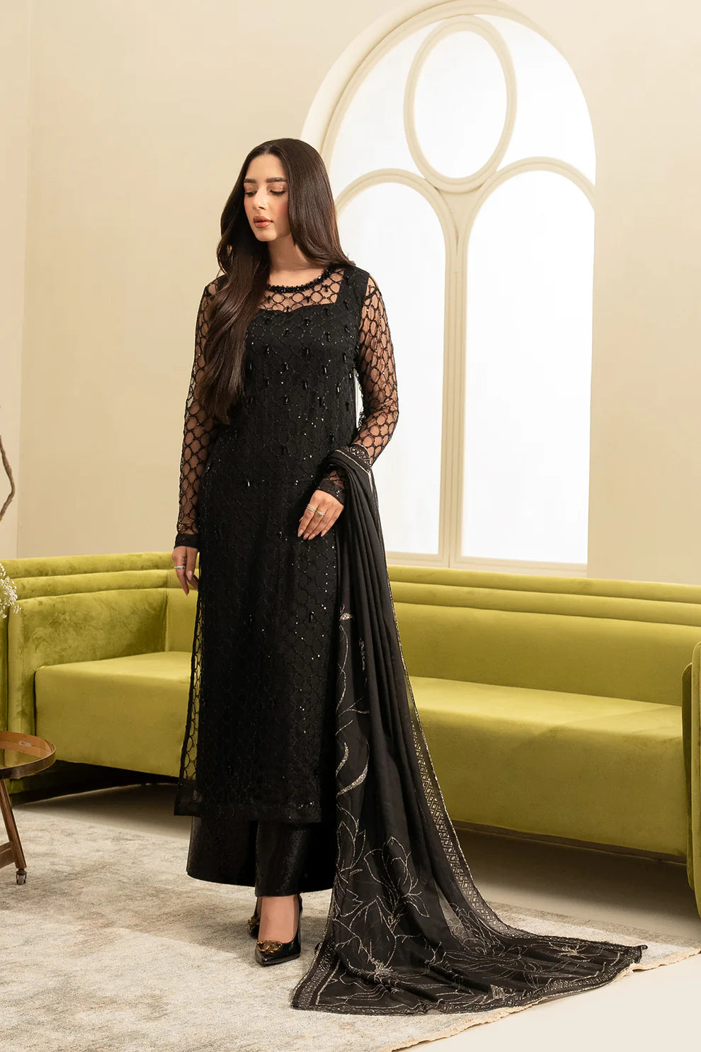 Lulusar Bunkiz long luxury formal net emb 3pc unstiched