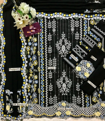 Maryam Hussain black DAWN L25-02 luxury lawn Chikankari 3pc unstiched