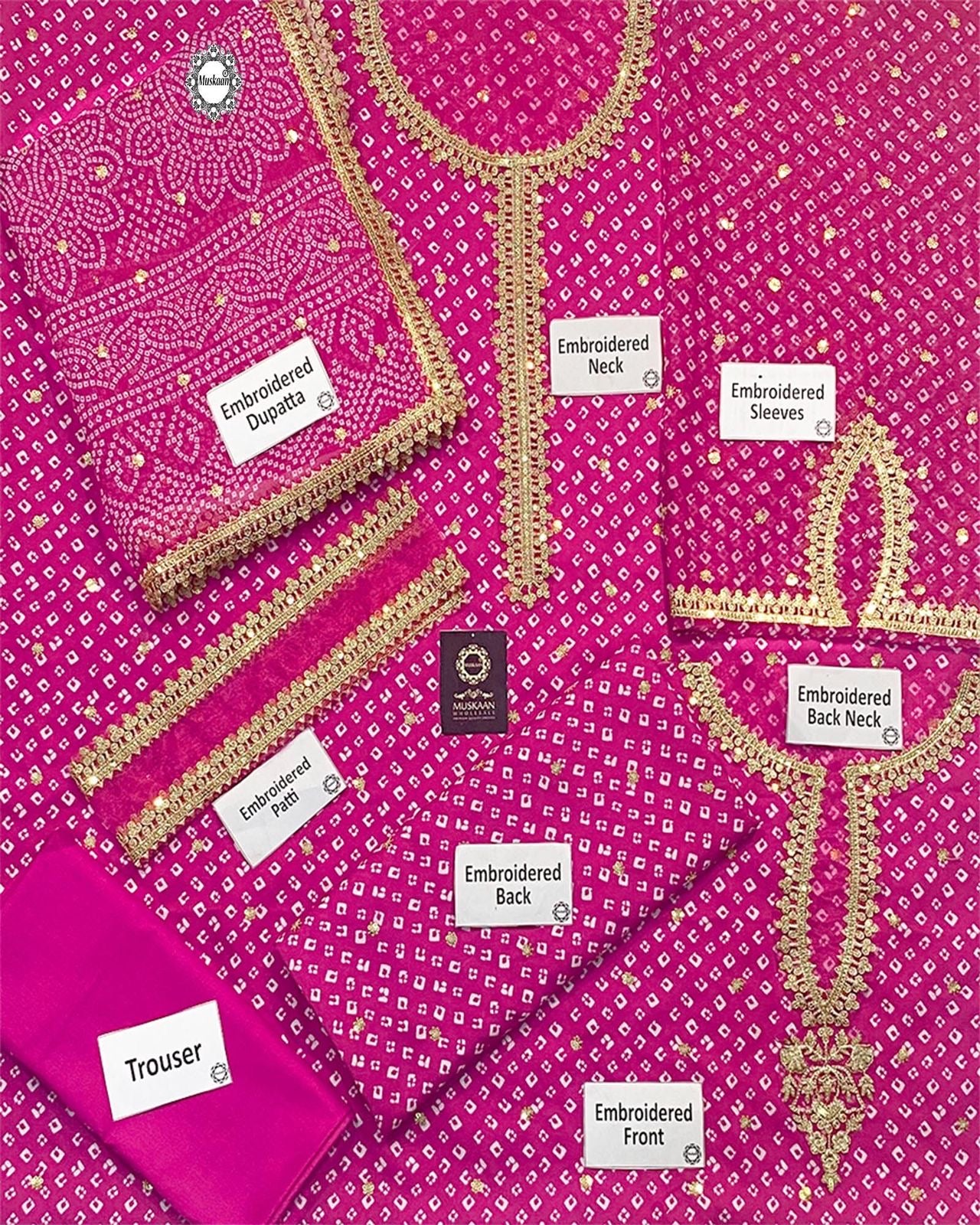 Baroque chunri luxury chiffon 3pc emb unstiched SF-626 pink