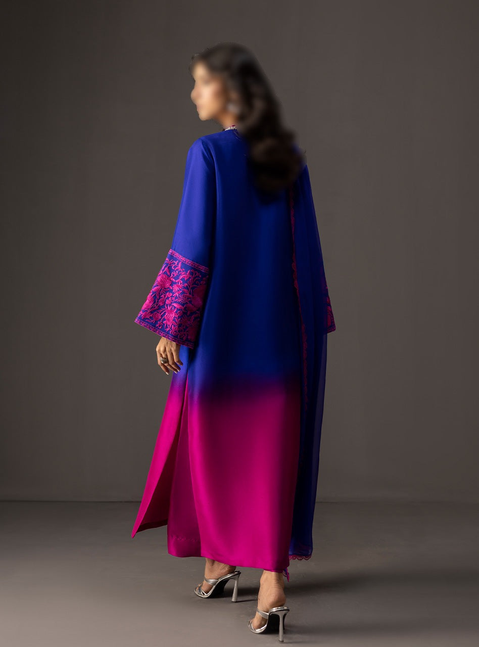 Zainab Chottani fuchia sapphire silk 3pc unstiched
