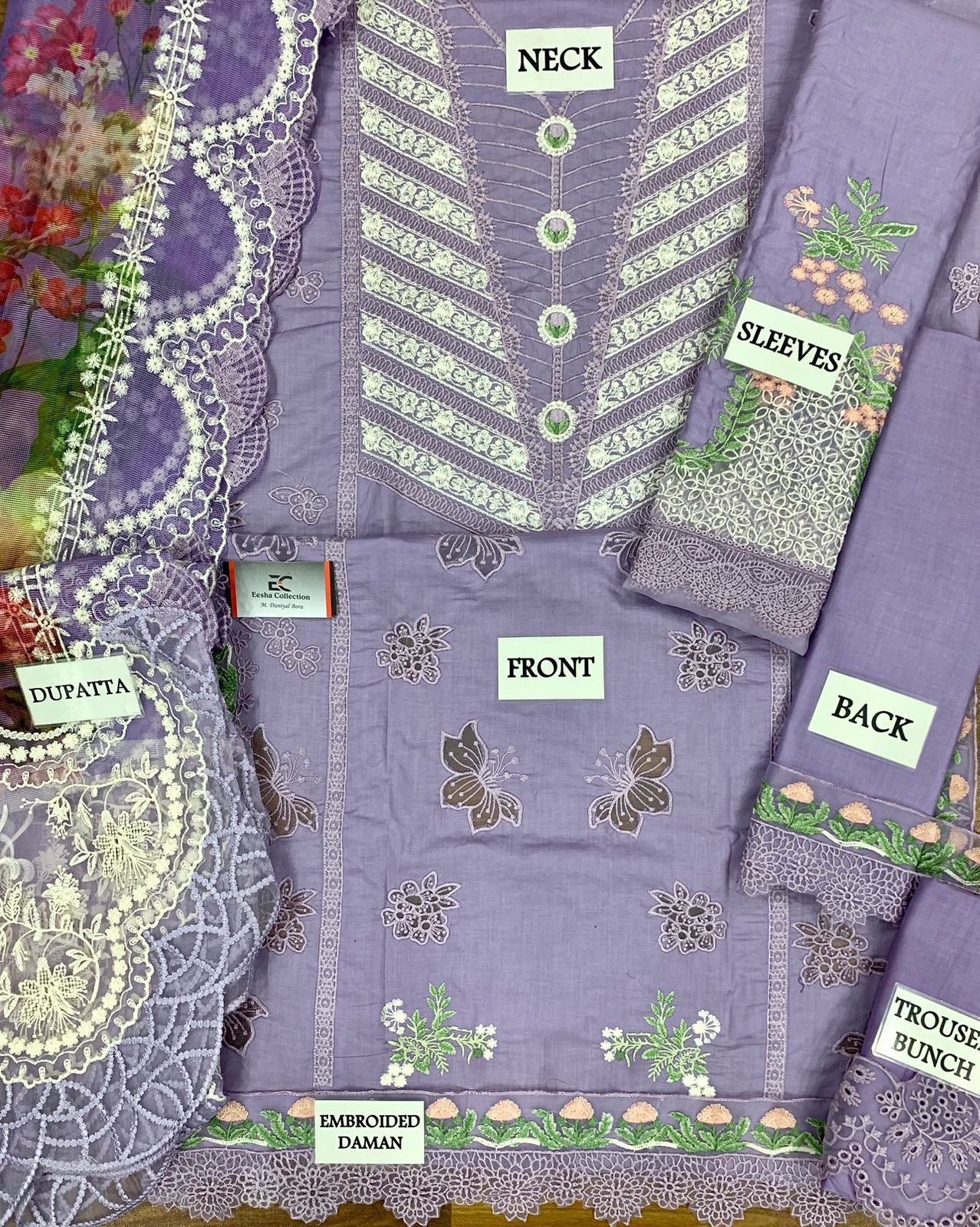 Crimson Amethyst luxury lawn 3pc Chikankari emb unstiched