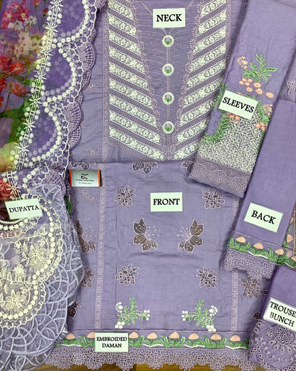 Crimson Amethyst luxury lawn 3pc Chikankari emb unstiched
