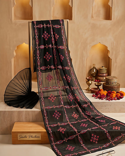 01 PIECE READY TO WEAR PHULKARI EMBROIDERED CHIFFON DUPATTA