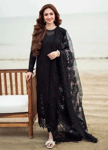 Nureh NE-151 Black luxury lawn Chikankari 3pc unstiched
